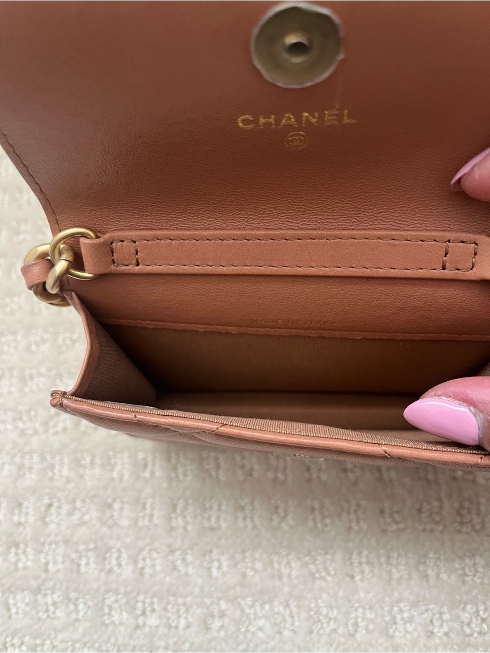 CHANEL Mini Quilted Lambskin Belt Bag in Tan with Gold Hardware - Picture 3 of 8